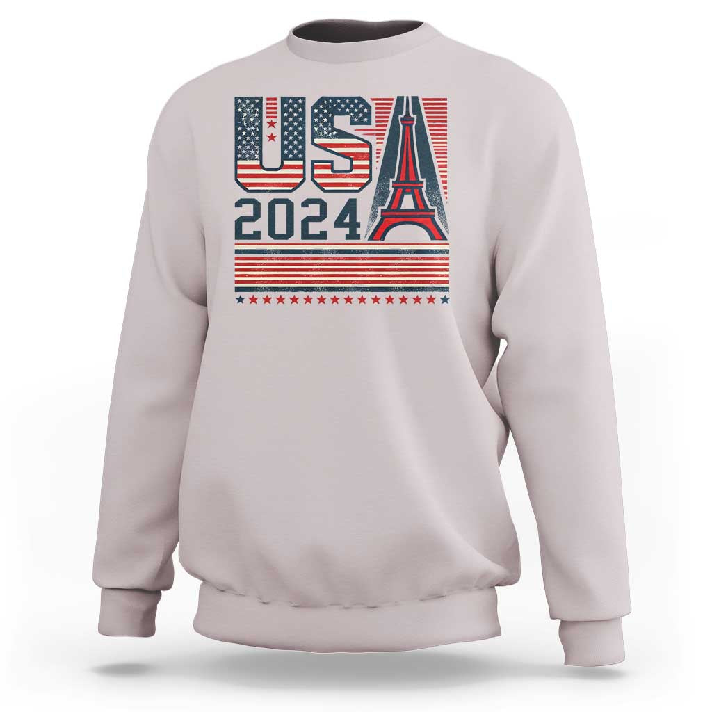 USA Eiffel Tower 2024 Sweatshirt Patriotic Sports Supporter Souvenir - Wonder Print Shop