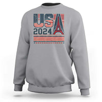 USA Eiffel Tower 2024 Sweatshirt Patriotic Sports Supporter Souvenir - Wonder Print Shop