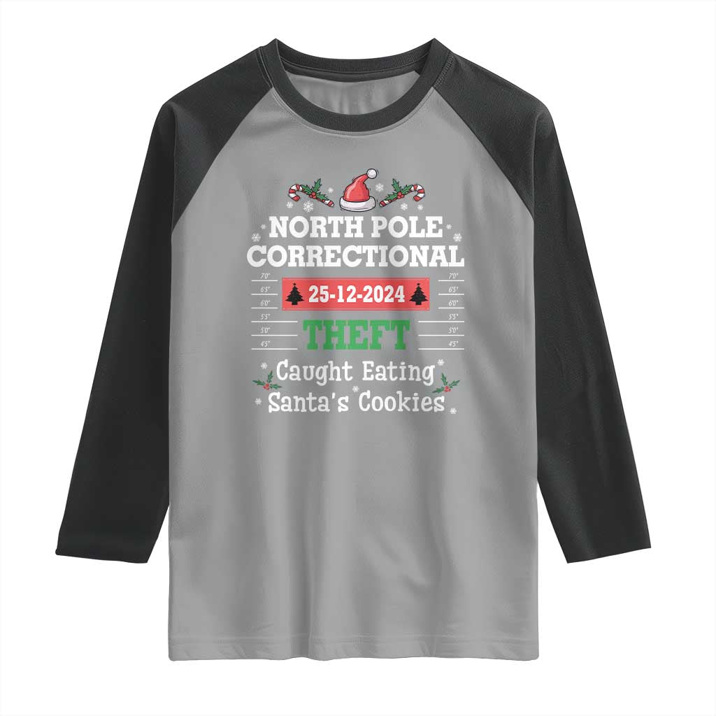 Funny Christmas Family Matching Raglan Shirt North Pole Correctional Theft