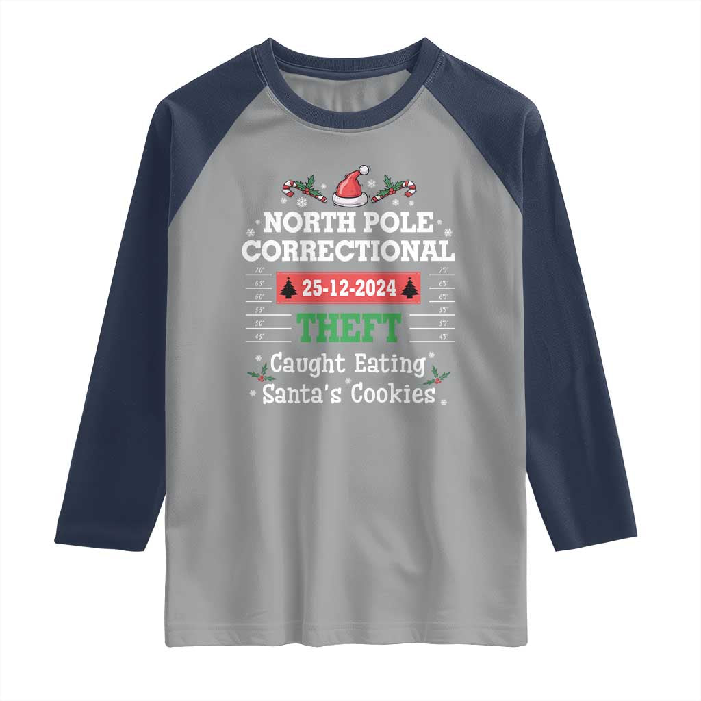 Funny Christmas Family Matching Raglan Shirt North Pole Correctional Theft