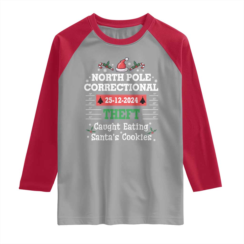Funny Christmas Family Matching Raglan Shirt North Pole Correctional Theft