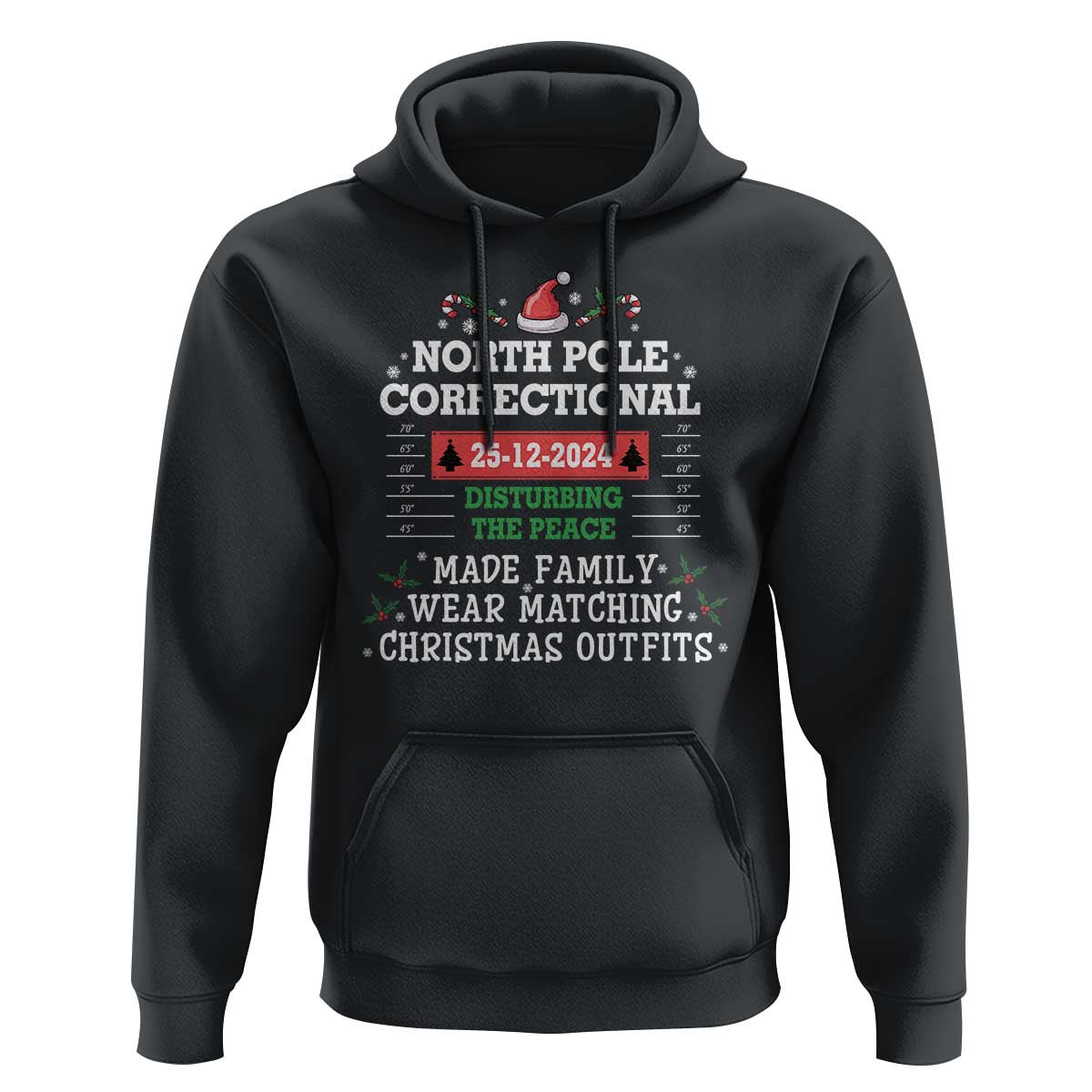 Funny Christmas Family Matching Hoodie North Pole Correctional Disturbing The Peace