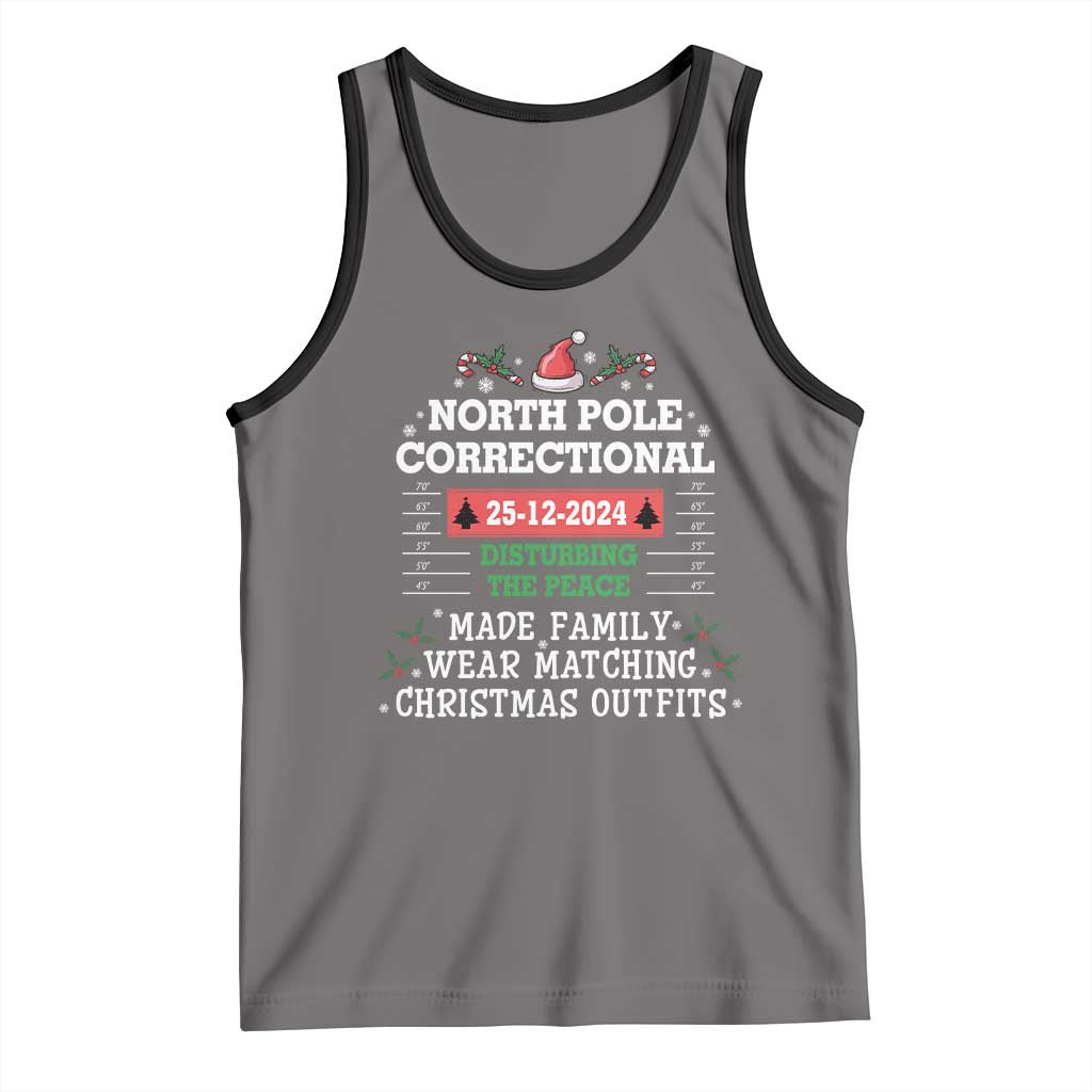 Funny Christmas Family Matching Tank Top North Pole Correctional Disturbing The Peace