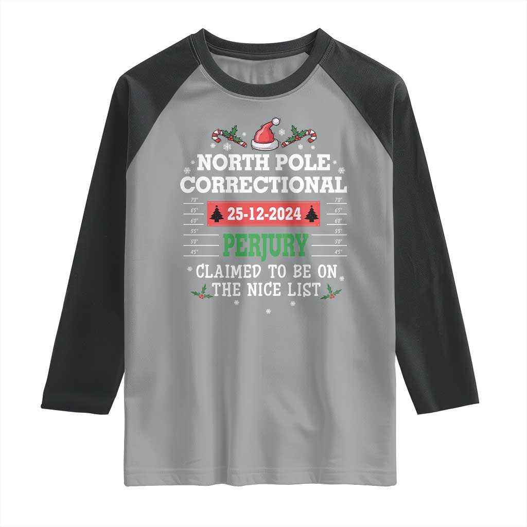 Funny Christmas Family Matching Raglan Shirt North Pole Correctional Perjury