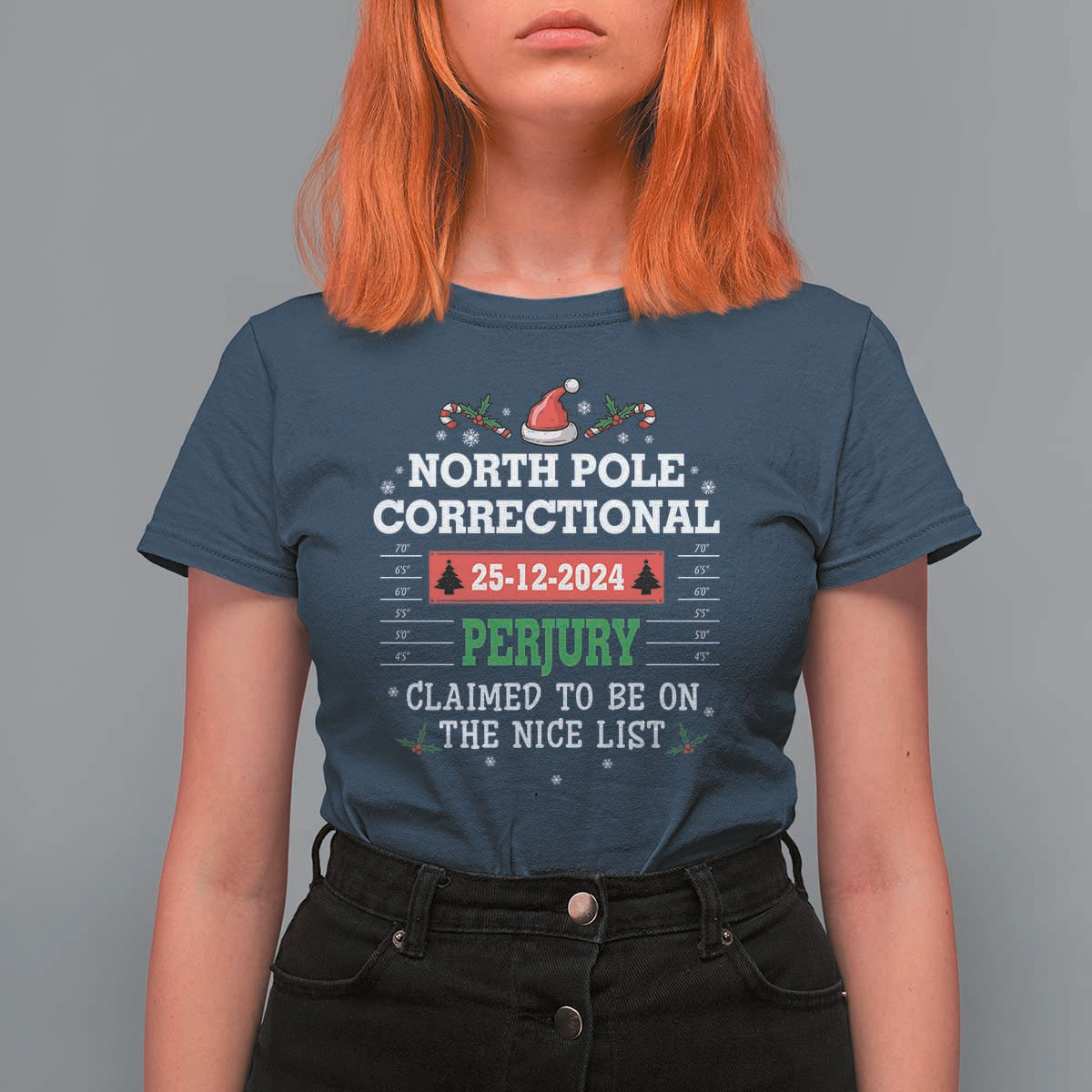 Funny Christmas Family Matching T Shirt For Women North Pole Correctional Perjury - Wonder Print Shop