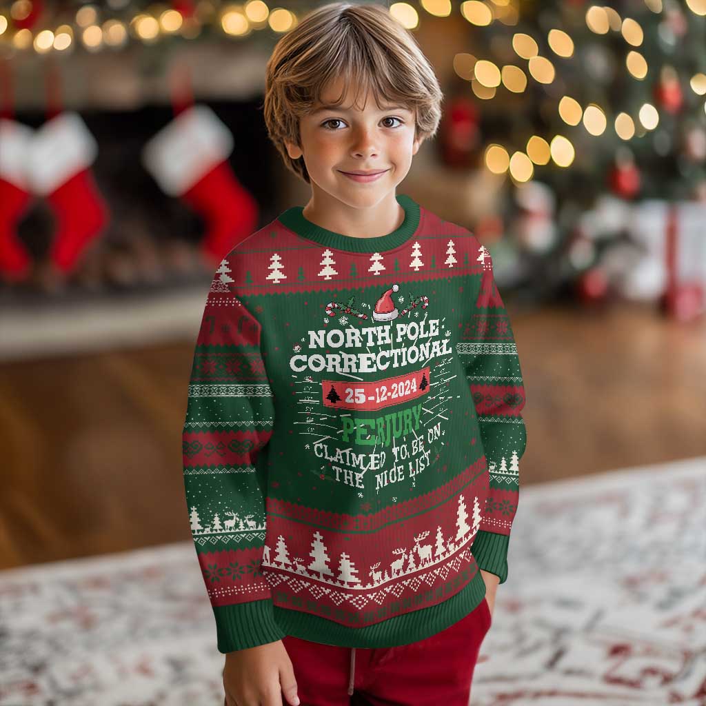 Funny Xmas Family Matching Ugly Christmas Sweater North Pole Correctional Perjury - Wonder Print Shop