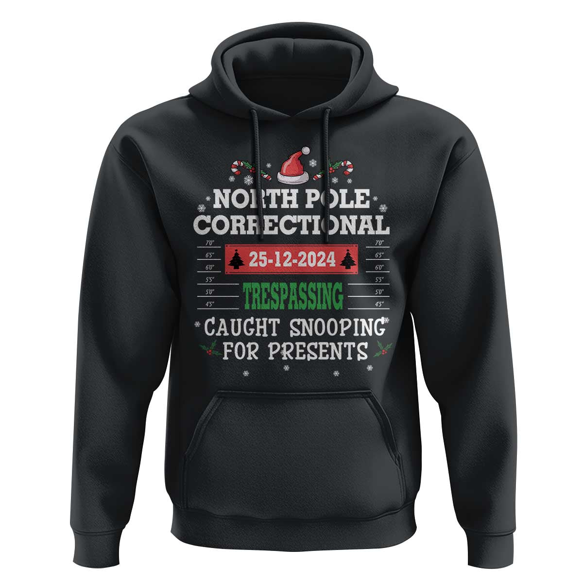Funny Christmas Family Matching Hoodie North Pole Correctional Trespassing