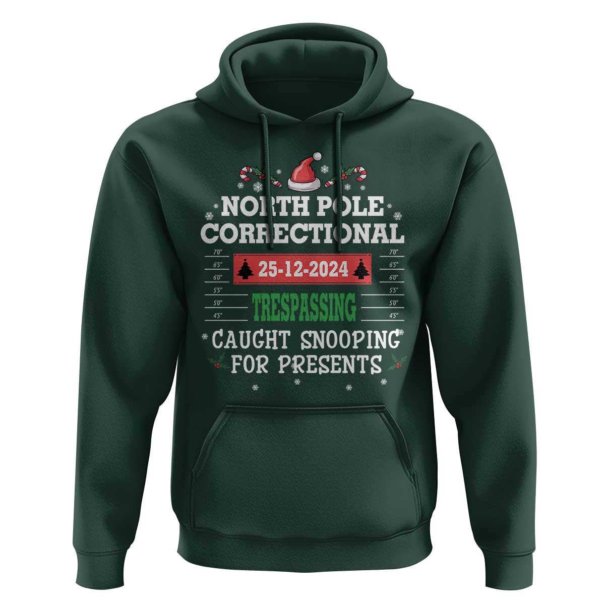 Funny Christmas Family Matching Hoodie North Pole Correctional Trespassing