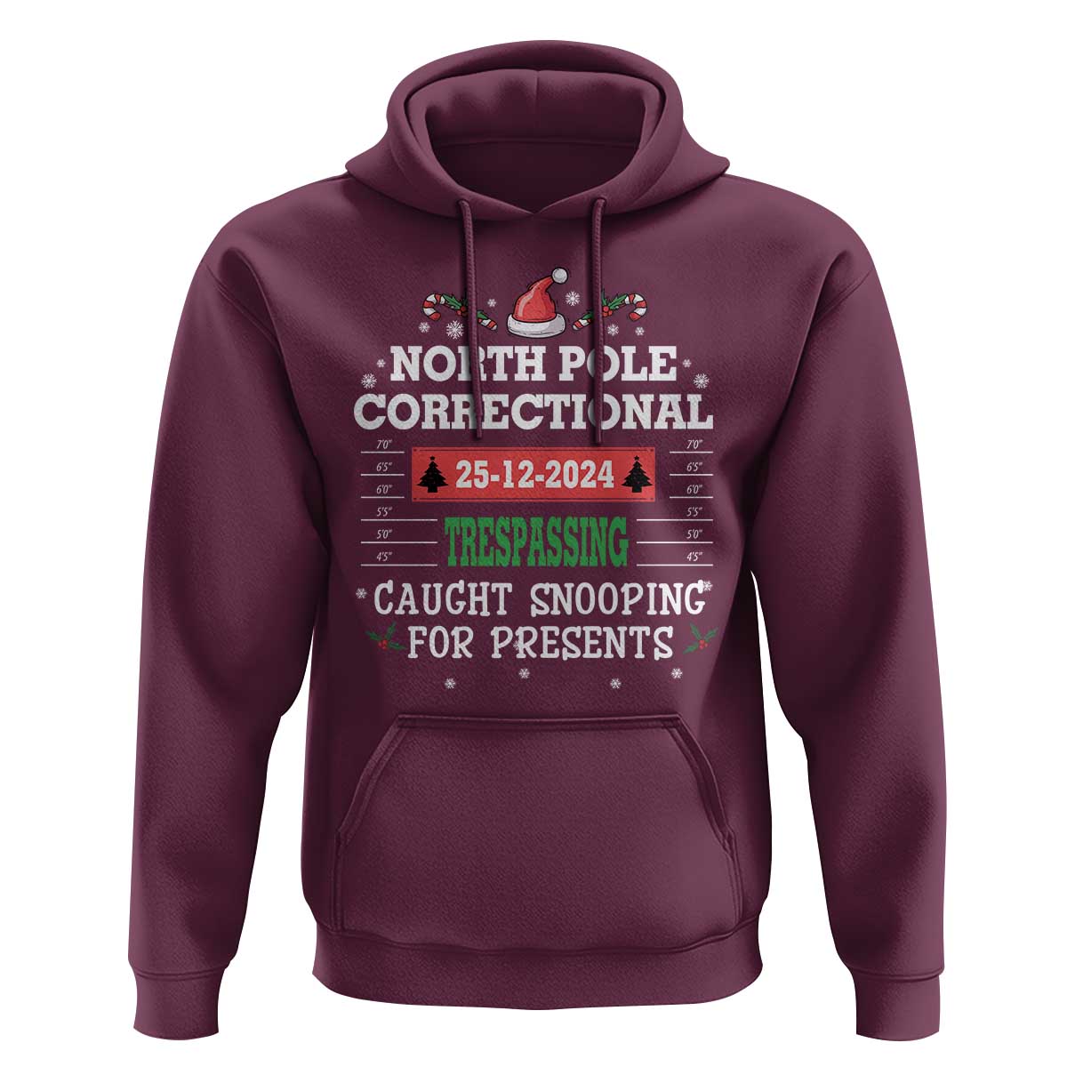 Funny Christmas Family Matching Hoodie North Pole Correctional Trespassing
