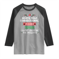 Funny Christmas Family Matching Raglan Shirt North Pole Correctional Trespassing