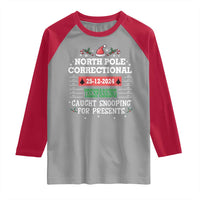 Funny Christmas Family Matching Raglan Shirt North Pole Correctional Trespassing