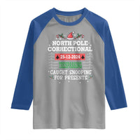Funny Christmas Family Matching Raglan Shirt North Pole Correctional Trespassing