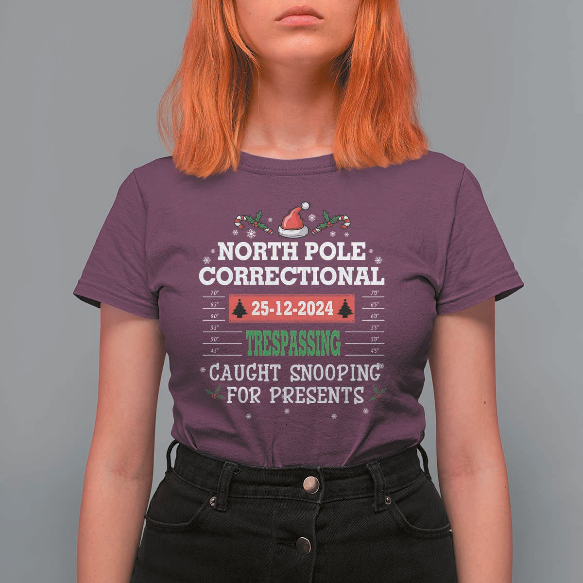 Funny Christmas Family Matching T Shirt For Women North Pole Correctional Trespassing - Wonder Print Shop