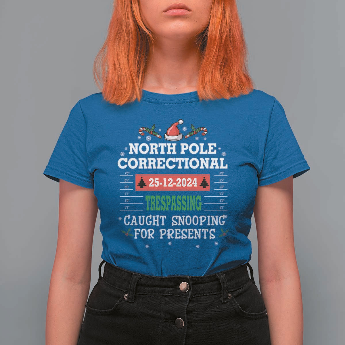 Funny Christmas Family Matching T Shirt For Women North Pole Correctional Trespassing - Wonder Print Shop