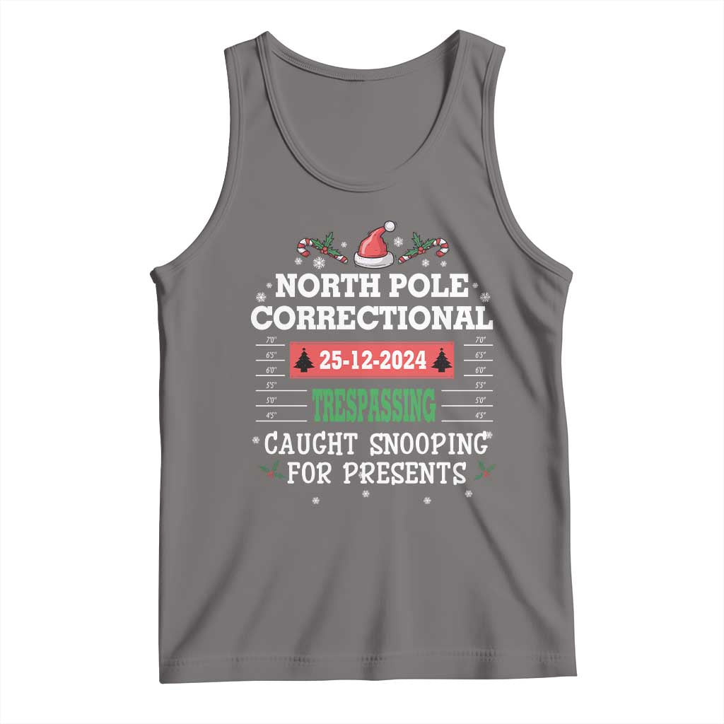 Funny Christmas Family Matching Tank Top North Pole Correctional Trespassing