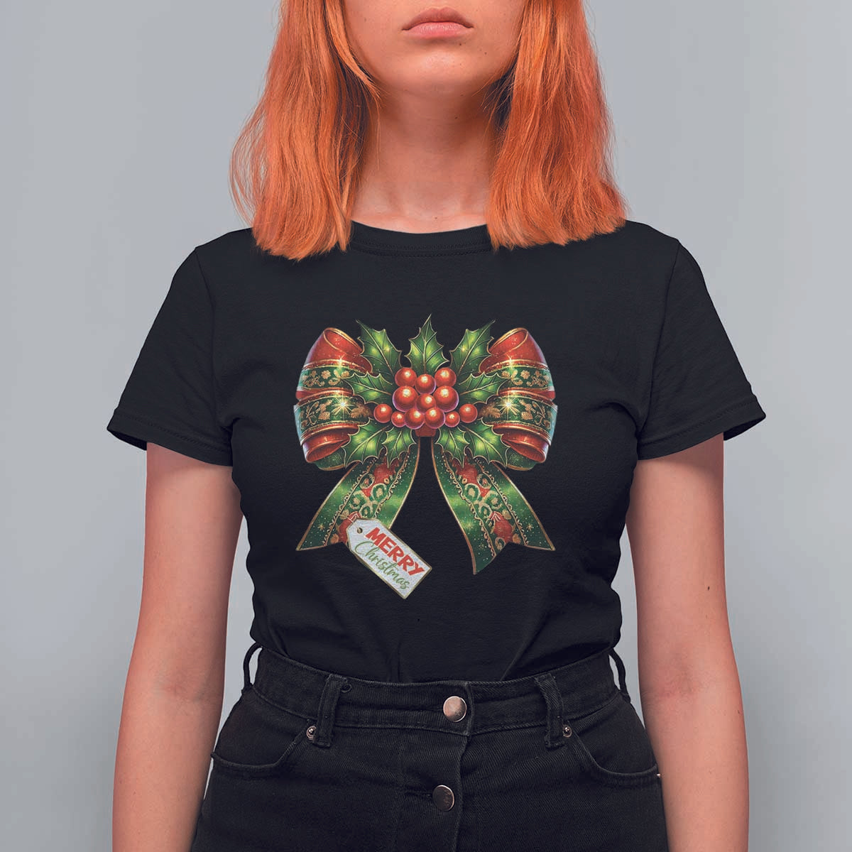 Funny Christmas Bow Present Costume T Shirt For Women - Wonder Print Shop