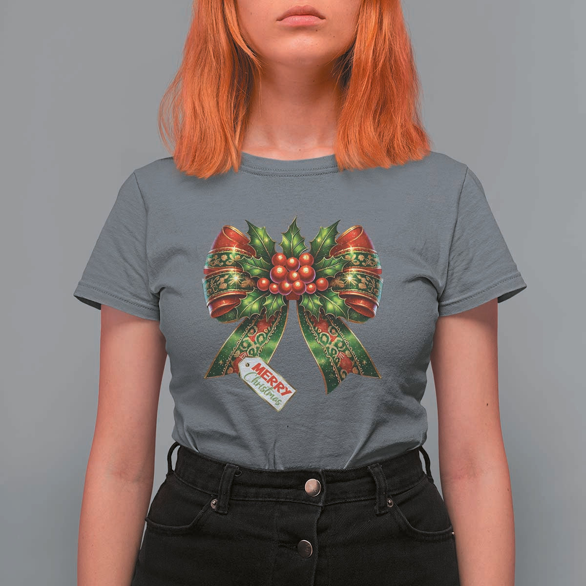 Funny Christmas Bow Present Costume T Shirt For Women - Wonder Print Shop