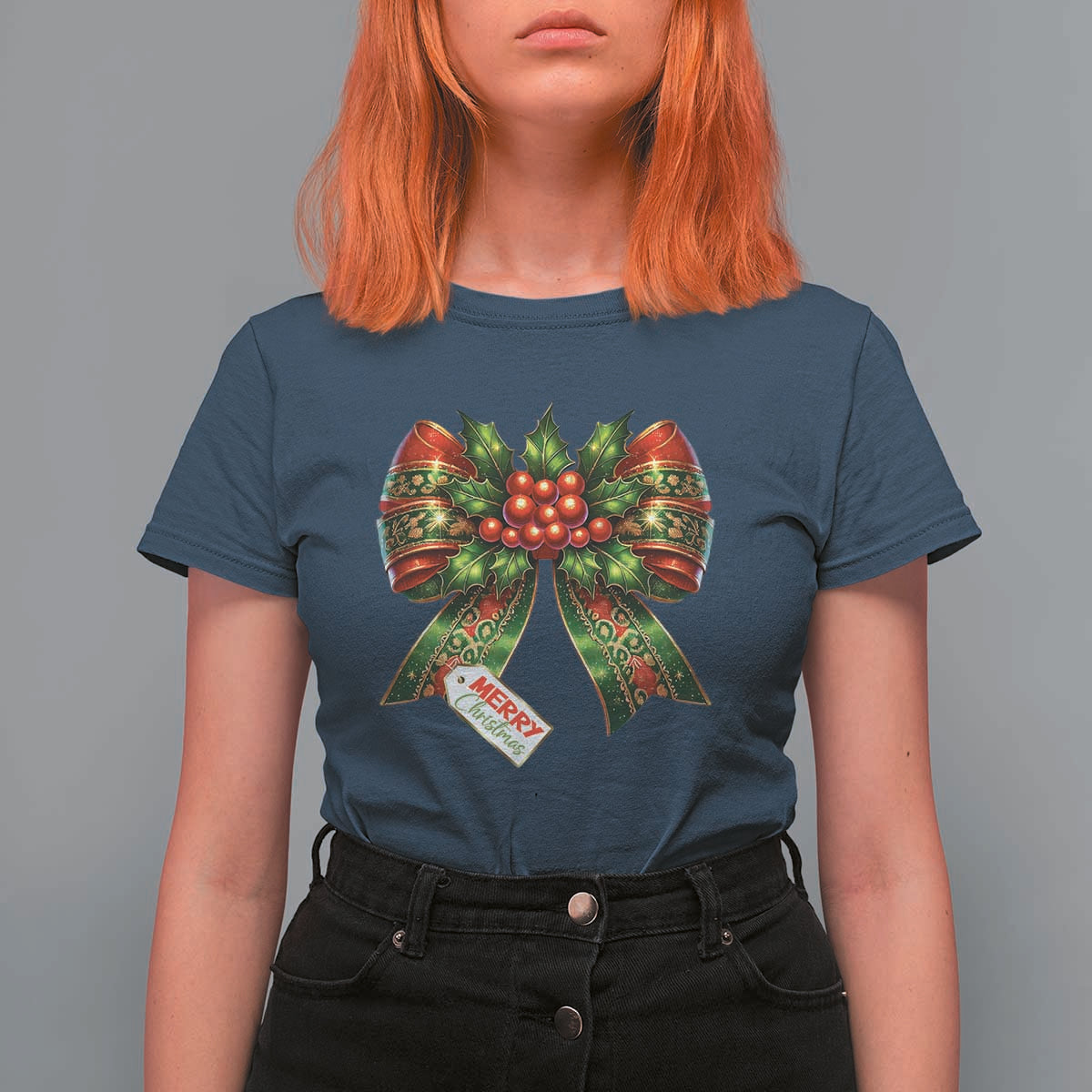 Funny Christmas Bow Present Costume T Shirt For Women - Wonder Print Shop