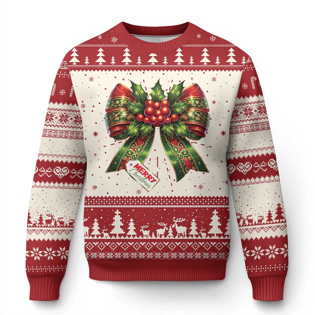 Funny Christmas Bow Present Costume Ugly Christmas Sweater - Wonder Print Shop