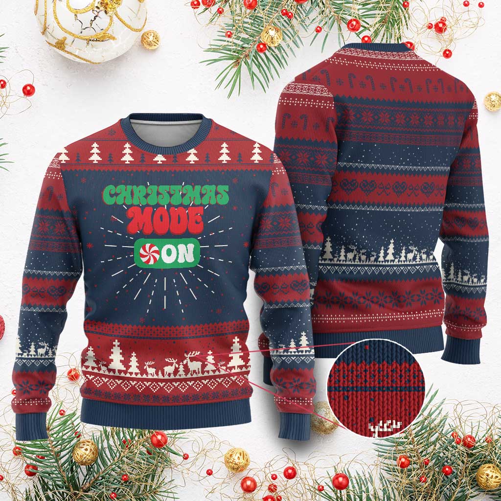 Funny Christmas Mode On Ugly Christmas Sweater - Wonder Print Shop