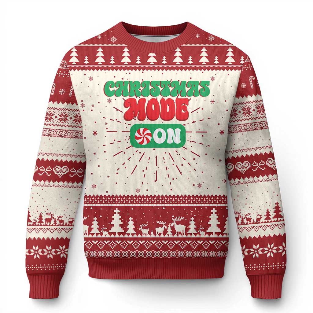 Funny Christmas Mode On Ugly Christmas Sweater - Wonder Print Shop