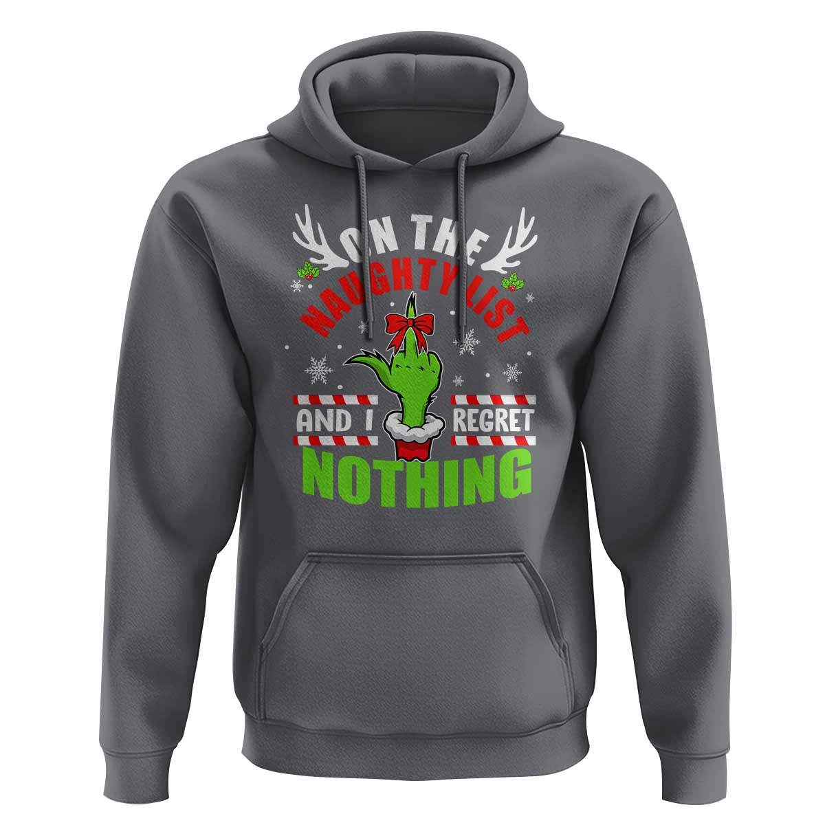 Funny Christmas Hoodie On The List Of Naughty And I Regret Nothing