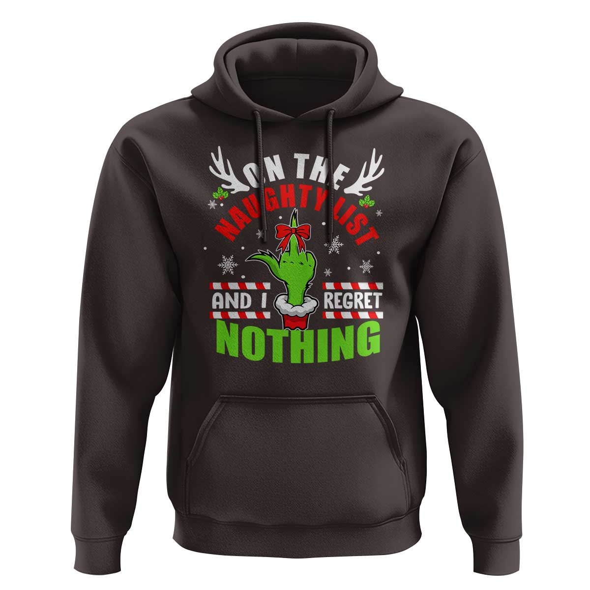 Funny Christmas Hoodie On The List Of Naughty And I Regret Nothing