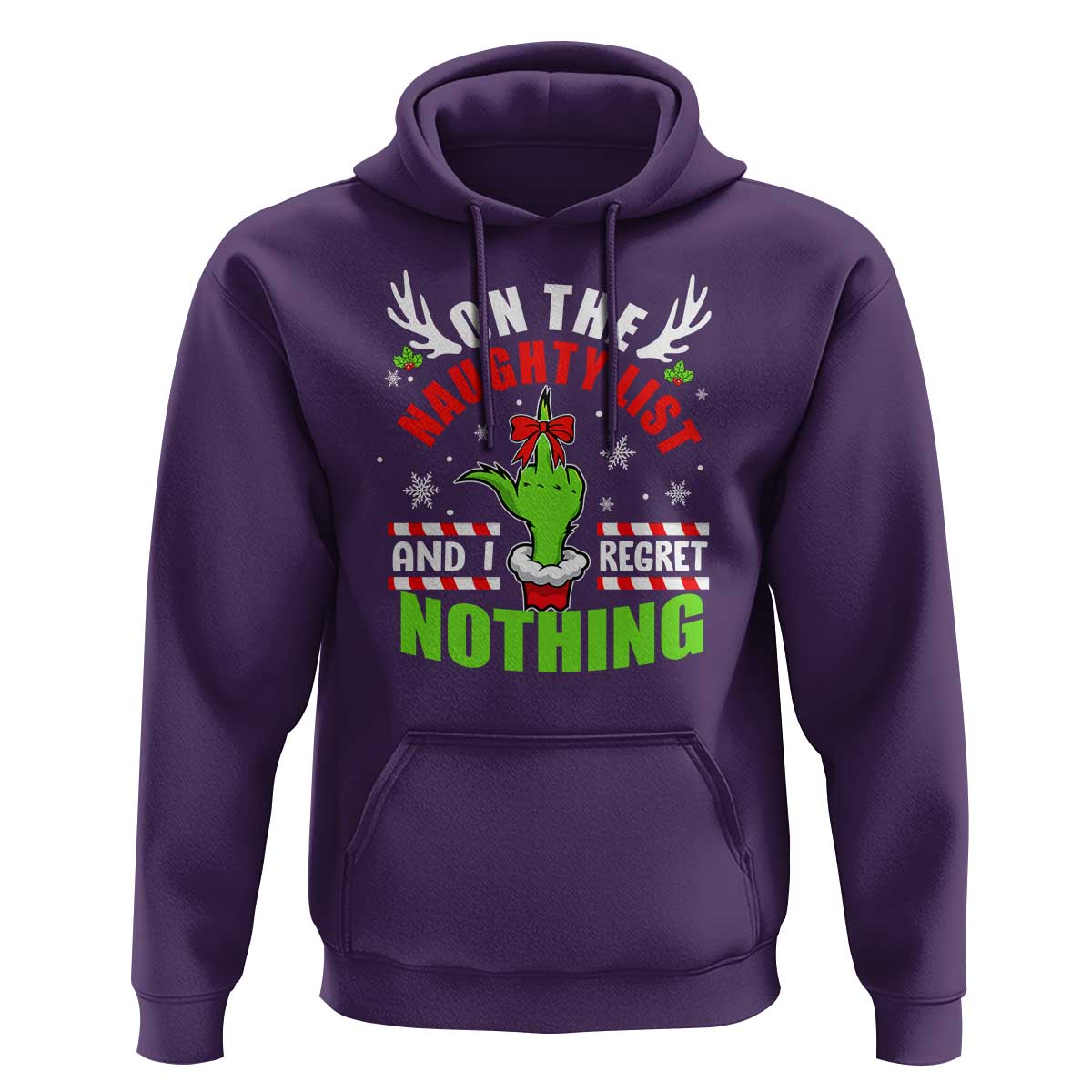 Funny Christmas Hoodie On The List Of Naughty And I Regret Nothing