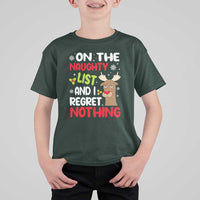 Funny Christmas T Shirt For Kid On The List Of Naughty And I Regret Nothing Reindeer - Wonder Print Shop