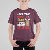 Funny Christmas T Shirt For Kid On The List Of Naughty And I Regret Nothing Reindeer - Wonder Print Shop