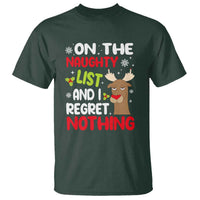Funny Christmas T Shirt On The List Of Naughty And I Regret Nothing Reindeer - Wonder Print Shop