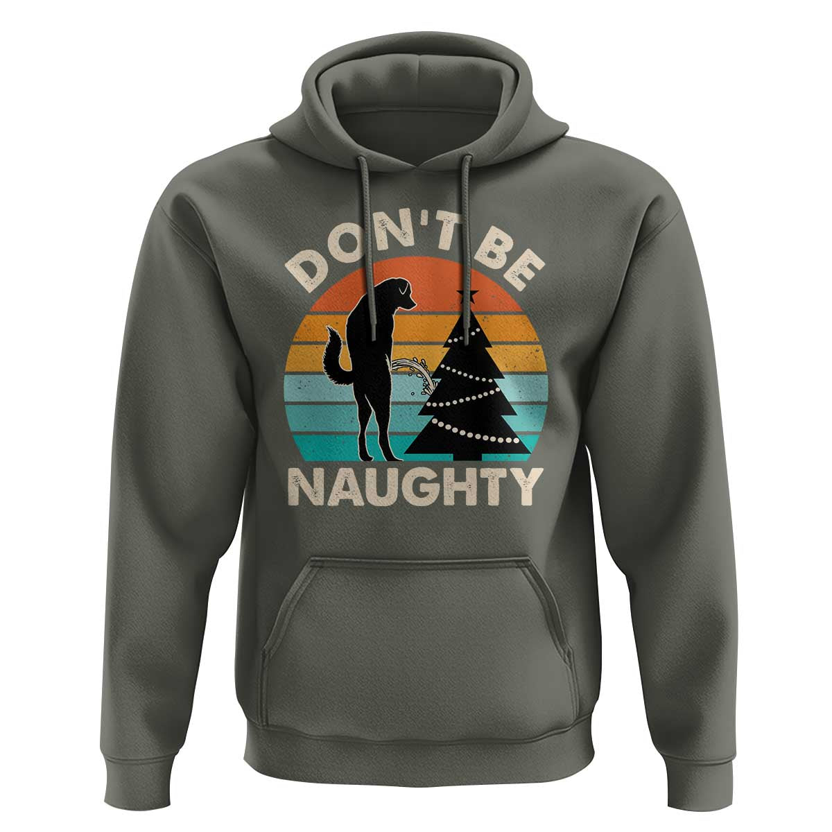 Funny Xmas Hoodie Don't Be Naughty Dog Peeing Christmas Tree