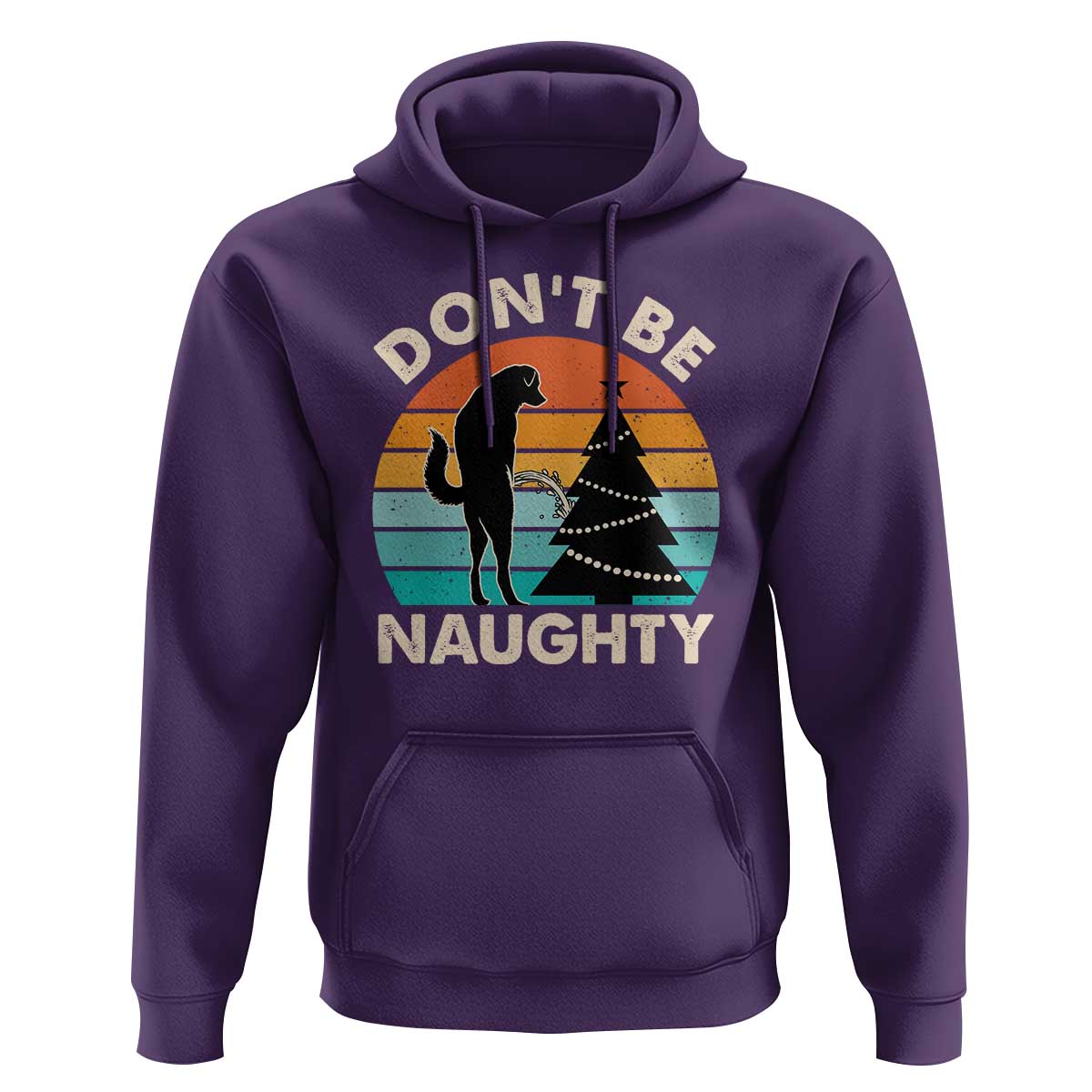 Funny Xmas Hoodie Don't Be Naughty Dog Peeing Christmas Tree