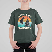 Funny Xmas T Shirt For Kid Don't Be Naughty Dog Peeing Christmas Tree - Wonder Print Shop