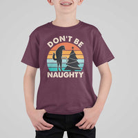 Funny Xmas T Shirt For Kid Don't Be Naughty Dog Peeing Christmas Tree - Wonder Print Shop
