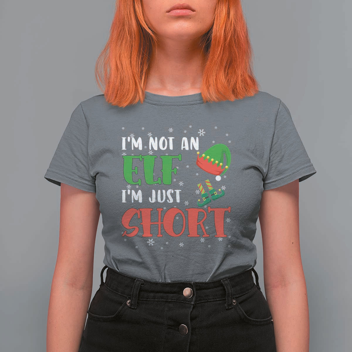 Funny Christmas T Shirt For Women Im Not An Elf Just Short - Wonder Print Shop