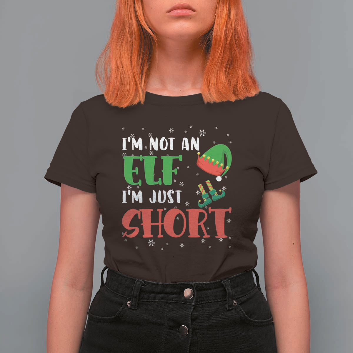 Funny Christmas T Shirt For Women Im Not An Elf Just Short - Wonder Print Shop