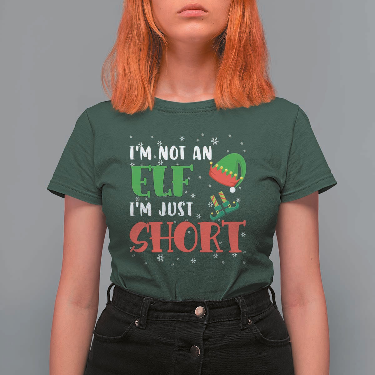 Funny Christmas T Shirt For Women Im Not An Elf Just Short - Wonder Print Shop