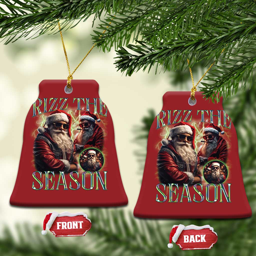 Funny Xmas Santa Christmas Ornament Rizz The Season Cool Santa - Wonder Print Shop