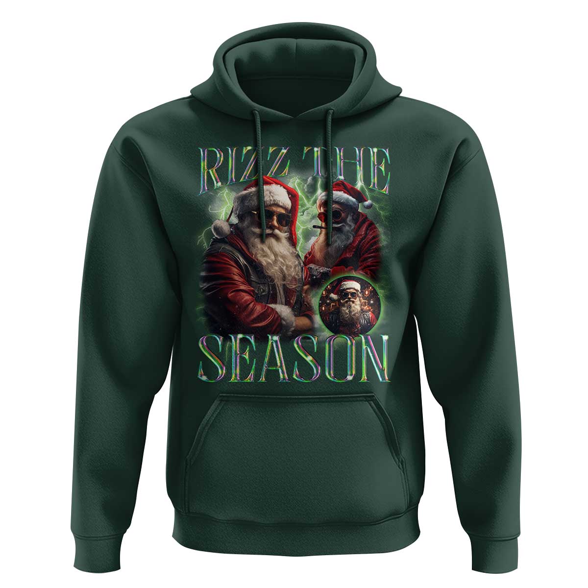 Funny Christmas Santa Hoodie Rizz The Season Cool Santa