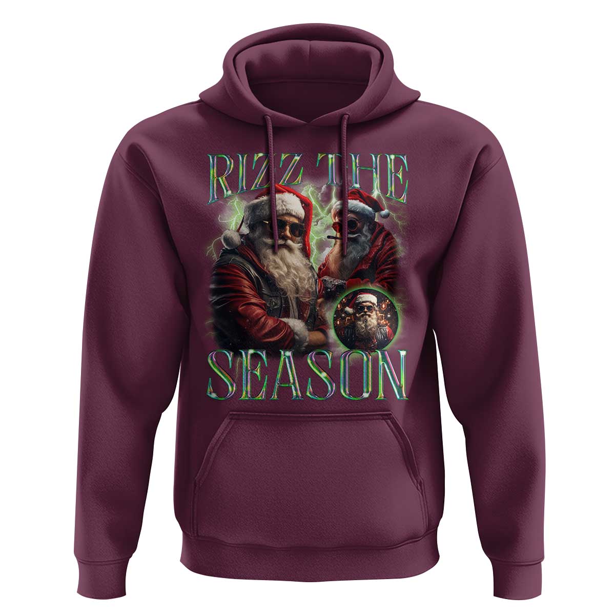 Funny Christmas Santa Hoodie Rizz The Season Cool Santa