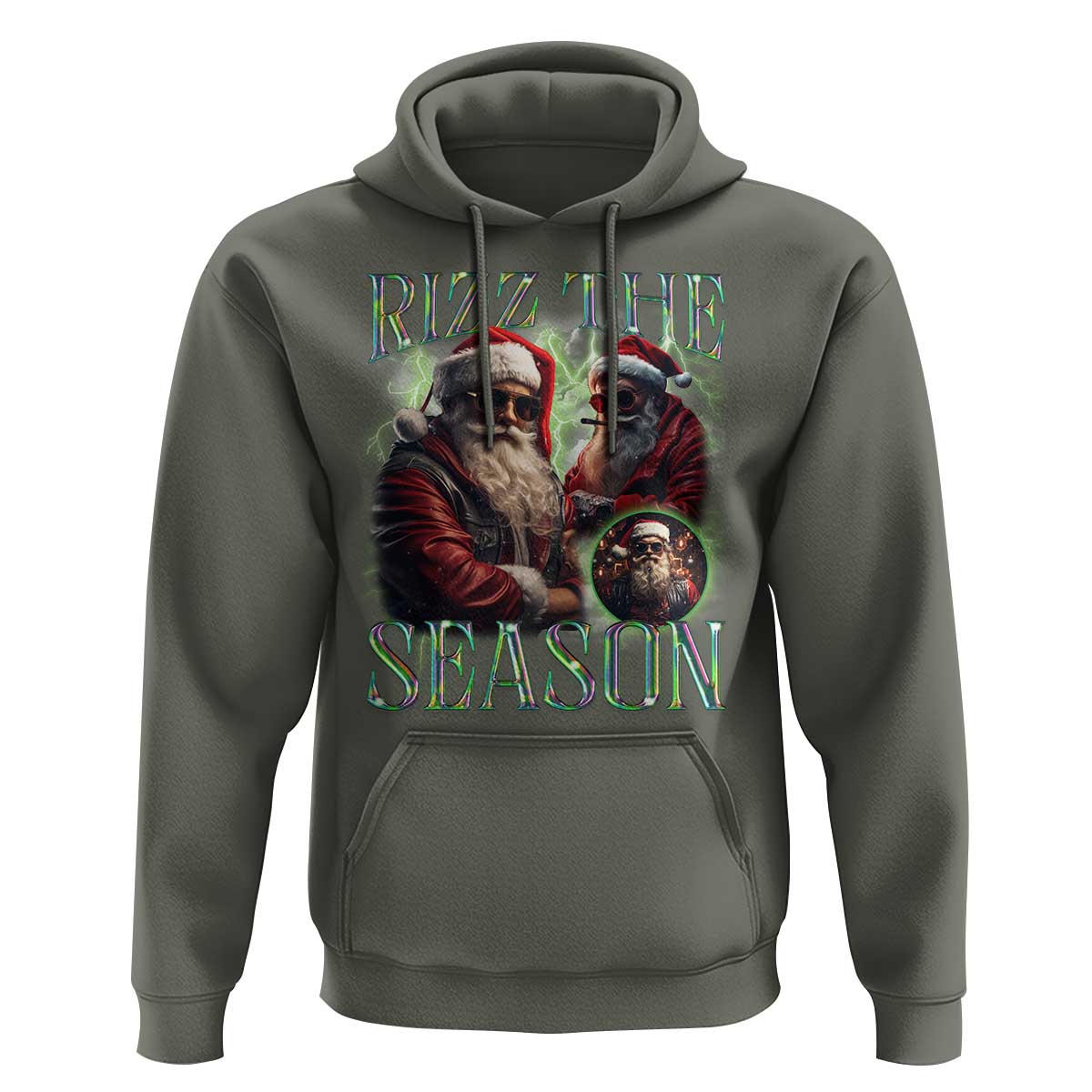 Funny Christmas Santa Hoodie Rizz The Season Cool Santa