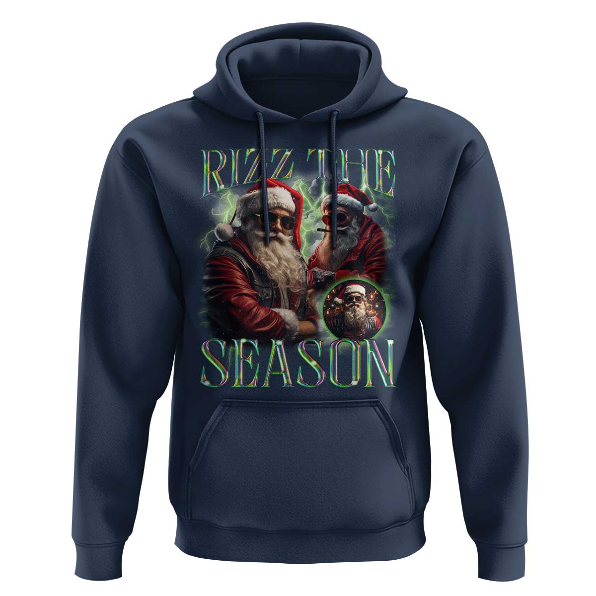 Funny Christmas Santa Hoodie Rizz The Season Cool Santa