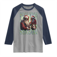 Funny Christmas Santa Raglan Shirt Rizz The Season Cool Santa