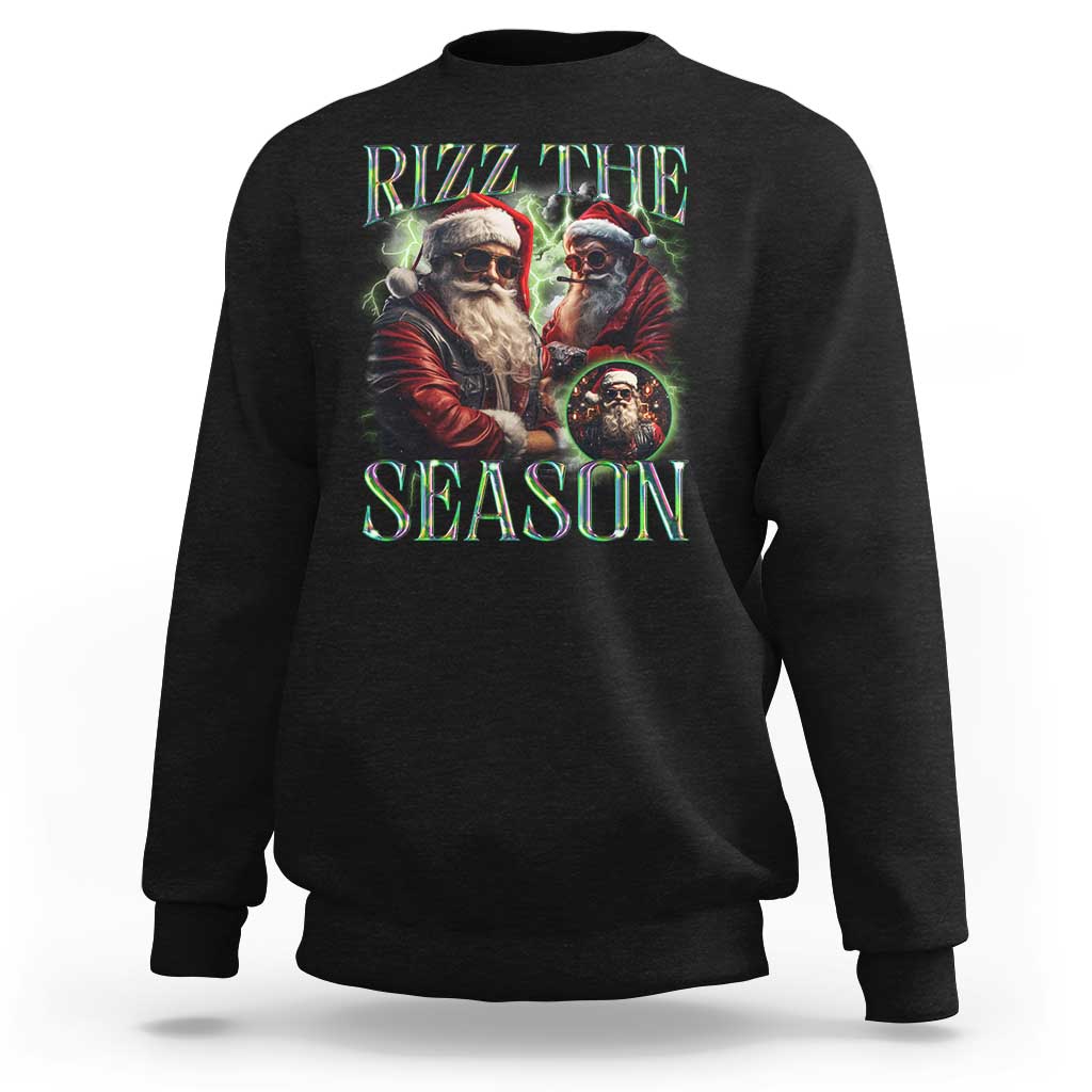 Funny Christmas Santa Sweatshirt Rizz The Season Cool Santa - Wonder Print Shop