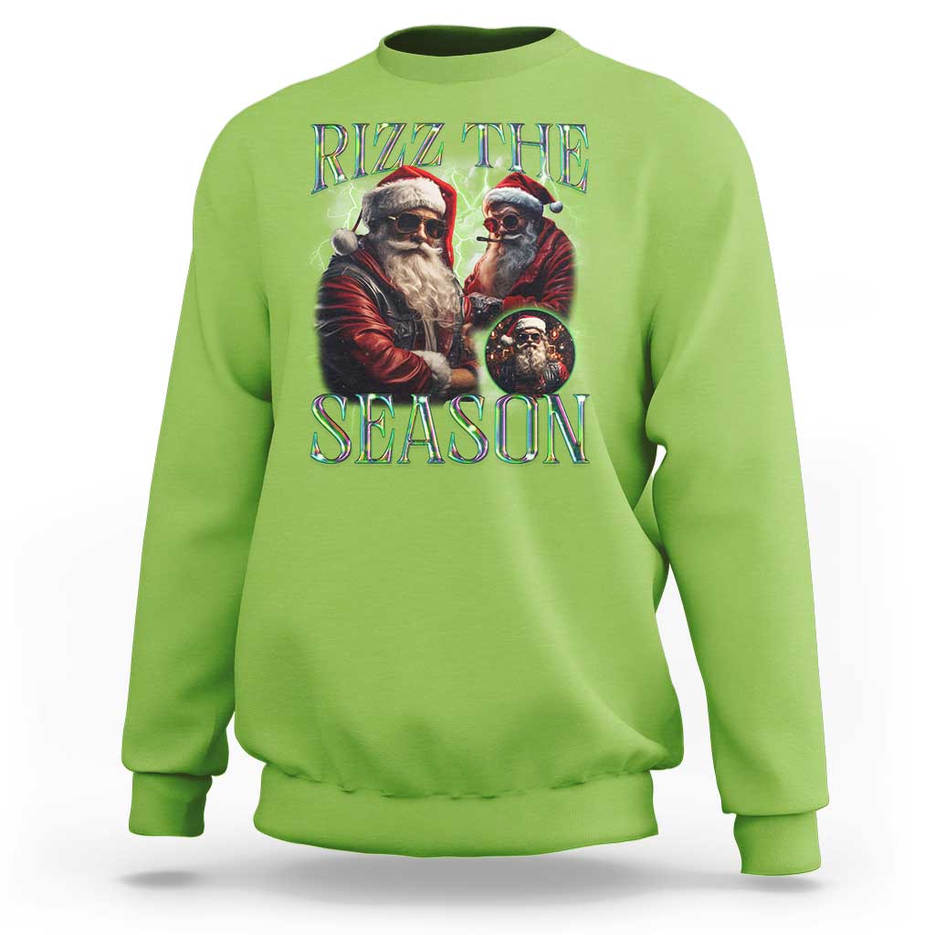 Funny Christmas Santa Sweatshirt Rizz The Season Cool Santa - Wonder Print Shop
