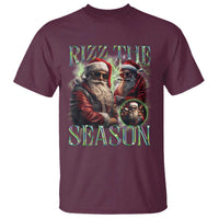 Funny Christmas Santa T Shirt Rizz The Season Cool Santa - Wonder Print Shop