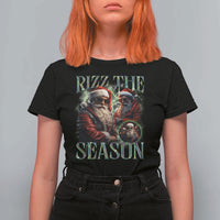Funny Christmas Santa T Shirt For Women Rizz The Season Cool Santa - Wonder Print Shop