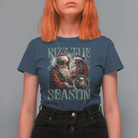 Funny Christmas Santa T Shirt For Women Rizz The Season Cool Santa - Wonder Print Shop