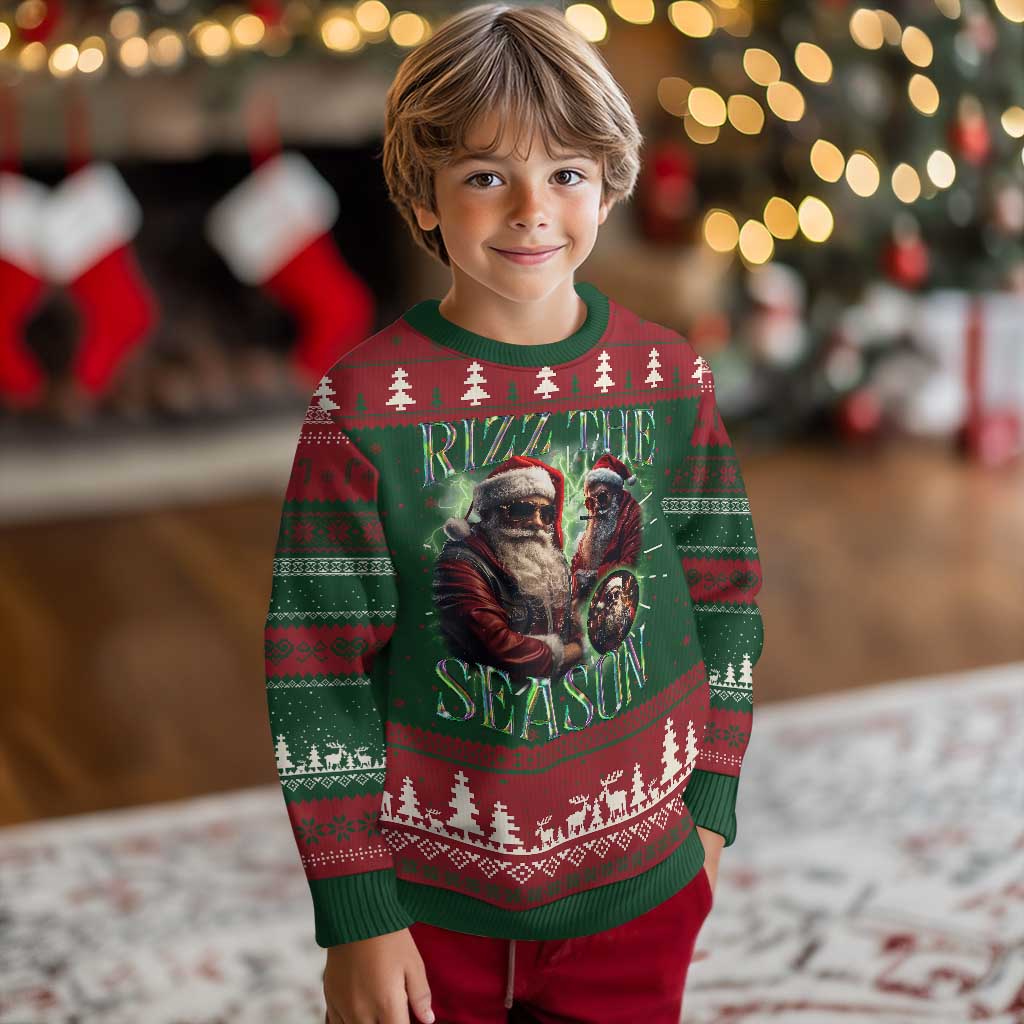 Funny Xmas Santa Ugly Christmas Sweater Rizz The Season Cool Santa - Wonder Print Shop